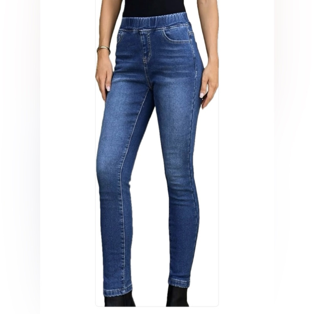 GRAPENT Fleece Lined skinny Jeans High Waist Pull On denim leggings size M NEW - Picture 3 of 9